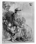 Abraham holding young Isaac by Rembrandt Harmensz. van Rijn