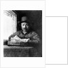 Self portrait while drawing, 1648 by Rembrandt Harmensz. van Rijn