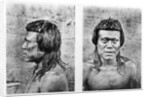 Portrait and profile of Bororo man of central Brazil by German Photographer