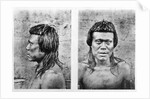 Portrait and profile of Bororo man of central Brazil by German Photographer