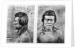 Portrait and profile of Bororo man of central Brazil by German Photographer