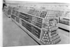 Tinned foods aisle, Woolworths store, 1956 by English Photographer