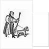 Pilgrim with a dog by English School