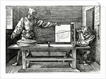 An artist drawing a lute with the aid of a perspective apparatus by Albrecht Dürer or Duerer