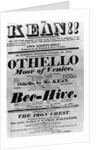 Theatre Bill advertising perfomances of Mr. Kean, 1818 by English School