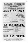 Playbill for Her Majesty's Theatre, Italian Opera House, 1845 by English School