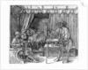 A draughtsman taking details for a portrait, using a perspective apparatus for drawing onto glass by Albrecht Dürer or Duerer