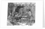 A draughtsman taking details for a portrait, using a perspective apparatus for drawing onto glass by Albrecht Dürer or Duerer
