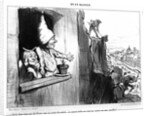 At last my little flower pot will have some sun...I will learn at last if it is a rose bush or a wallflower!... by Honore Daumier