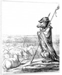 La Fontaine Renewed, Prussian Wolf disguised as a shepherd to guard German sheep by Honore Daumier