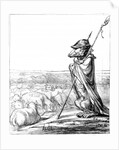 La Fontaine Renewed, Prussian Wolf disguised as a shepherd to guard German sheep by Honore Daumier