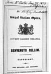 Programme for the opera 'Benvenuto Cellini' by Berlioz, performed in 1853 by English School