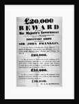 Poster offering a reward for the discovery of the lost Franklin Artic Expedition, 1850 by English School