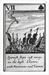 Spanish Ships Cast Away. VII of Spades from a pack of playing cards by English School