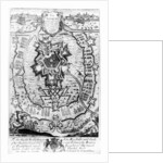 The scenography of a town and castle with all the usual outworks and the manner of carrying out a siege by English School