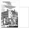 William Stroud, 'A Man whipped at the Cart's Tail for petit Larcenry from Charing Cross to the Horse Guards', engraved for the Tyburn Chronicle by (after) English School