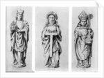 Drawings of Saints Martin, Wilgefort and Nicholas from their statues in Henry VII Chapel, Westminster Abbey, by English School