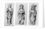 Drawings of Saints Martin, Wilgefort and Nicholas from their statues in Henry VII Chapel, Westminster Abbey, by English School