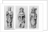 Drawings of Saints Martin, Wilgefort and Nicholas from their statues in Henry VII Chapel, Westminster Abbey, by English School