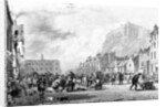 The Castle from the Grass Market, Edinburgh, etched by George Cooke and Henry Le Keux, 1820 by Augustus Wall (after) Callcott