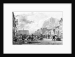 The Castle from the Grass Market, Edinburgh, etched by George Cooke and Henry Le Keux, 1820 by Augustus Wall (after) Callcott