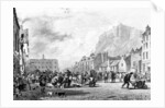 The Castle from the Grass Market, Edinburgh, etched by George Cooke and Henry Le Keux, 1820 by Augustus Wall (after) Callcott