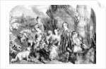 The Queen and Her Children at Windsor Great Park by English School