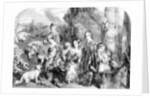 The Queen and Her Children at Windsor Great Park by English School