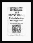 The Historie of Orlando Furioso by Ludovico Ariosto, 1594 by English School