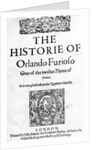 The Historie of Orlando Furioso by Ludovico Ariosto, 1594 by English School