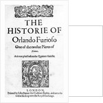 The Historie of Orlando Furioso by Ludovico Ariosto, 1594 by English School