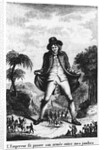 L'Empereur fit passer son armée entre mes jambres, taken from a French translation of 'Gulliver's Travels' by French School