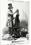 The street-seller of crockery-ware bartering for old clothes, c.1840 by English School