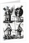 Illustrations of Algonquin dress, engraving from Voyages of Sieur de Champlain by Samuel de Champlain, 17th century by Samuel de Champlain