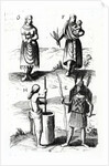 Illustrations of Algonquin dress, engraving from Voyages of Sieur de Champlain by Samuel de Champlain, 17th century by Samuel de Champlain