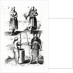 Illustrations of Algonquin dress, engraving from Voyages of Sieur de Champlain by Samuel de Champlain, 17th century by Samuel de Champlain