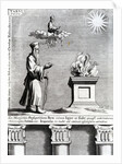 Illustration of Zoroaster worshipping fire and the sun, 1697 by English School
