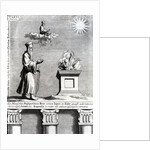 Illustration of Zoroaster worshipping fire and the sun, 1697 by English School