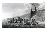 A Canoe of the Sandwich Islands, with the Rowers Masked, 1784 by John Webber