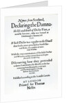 Title page 'Newes from Scotland, Declaring the Damnable life and death of Dr Fian', 1591 by English School