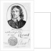 Portrait of Oliver Cromwell from an original by Peter Lely of 1653, and his seal and autographs by English School