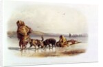 Dog Sledges of the Mandan Indians by Karl Bodmer