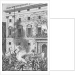 Pueblo de Barcelona Quemando Retratos de los Borbones, 1868 by Spanish School