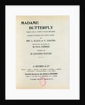 Playbill for 'Madame Butterfly' by Giacomo Puccini 1903 by French School