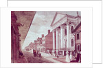 High street with the first Presbyterian Church, Philadelphia, 1799 by American School