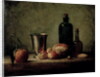 Still-life with Silver Beaker, Fruit and Bottles on a Table by Jean-Baptiste Simeon Chardin