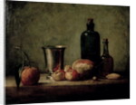 Still-life with Silver Beaker, Fruit and Bottles on a Table by Jean-Baptiste Simeon Chardin