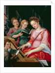St. Cecilia Accompanied by Three Angels by Michiel I Coxie or Coxcie