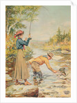 Couple Fishing on a River by Anonymous Anonymous