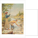 Couple Fishing on a River by Anonymous Anonymous